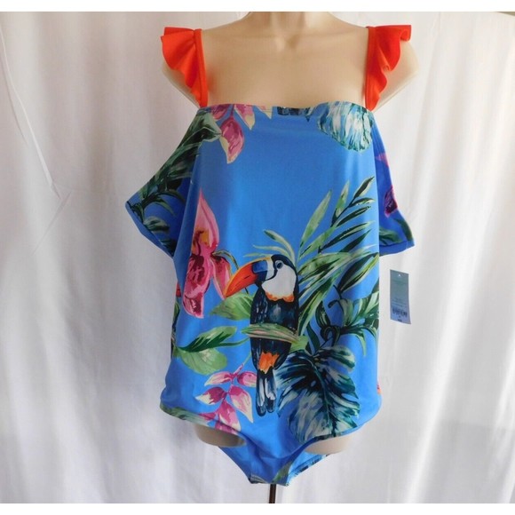 Oasis Swimsuit 3X Womens Toucan One Piece Suit Plus Size 3X - Picture 1 of 13